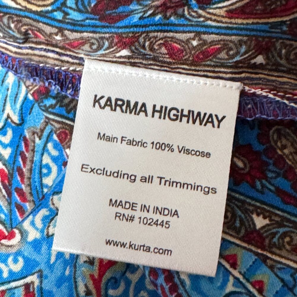 KARMA HIGHWAY PAISLEY GORPCORE MIDI DRESS BOHO GRANOLA SCANDI GIRL OS - Picture 7 of 7